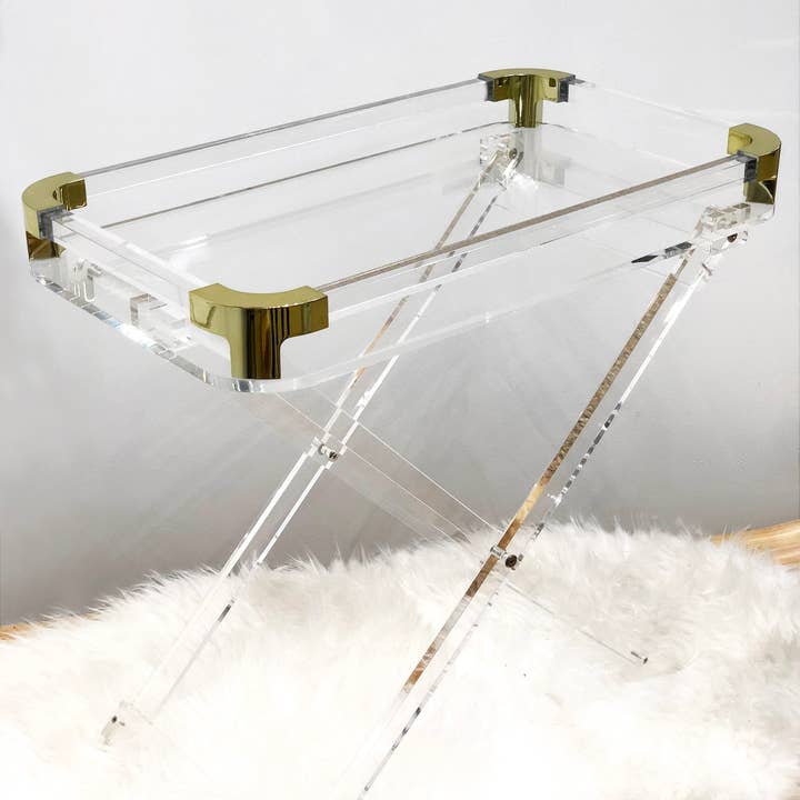 Acrylic Foldable Tray Side Table with Edges - Image 5