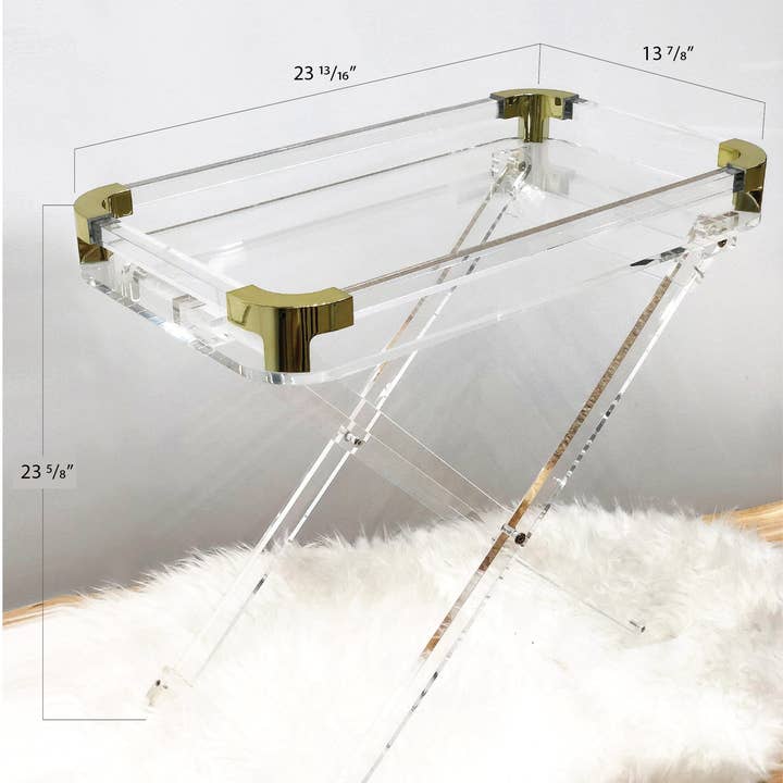 Acrylic Foldable Tray Side Table with Edges - Image 6